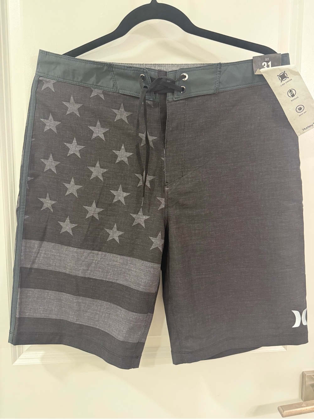 Hurley Black American Flag Print Board Shorts